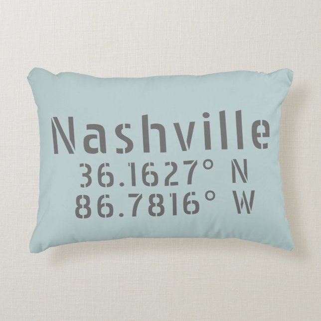 Nashville TN Latitude Longitude Accent Kussen (Voorkant)