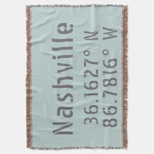 Nashville TN Latitude Longitude Deken (Voorkant Verticaal)