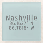 Nashville TN Latitude Longitude Glazen Onderzetter (Voorkant)