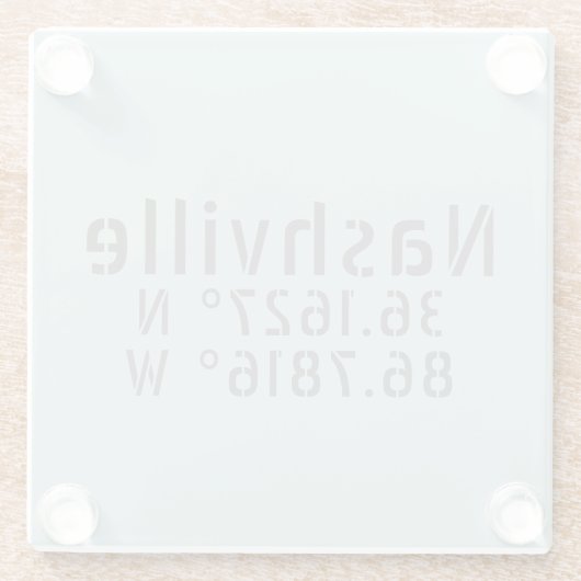 Nashville TN Latitude Longitude Glazen Onderzetter (Achterkant)