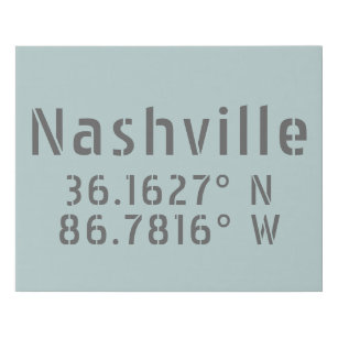 Nashville TN Latitude Longitude Imitatie Canvas Print