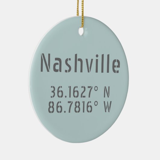 Nashville TN Latitude Longitude Keramisch Ornament (Rechts)