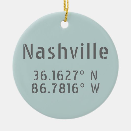 Nashville TN Latitude Longitude Keramisch Ornament (Voorkant)