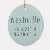 Nashville TN Latitude Longitude Keramisch Ornament (Links)