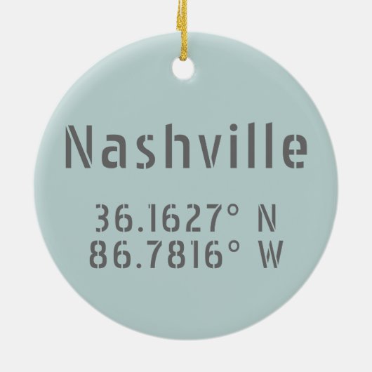Nashville TN Latitude Longitude Keramisch Ornament (Achterkant)