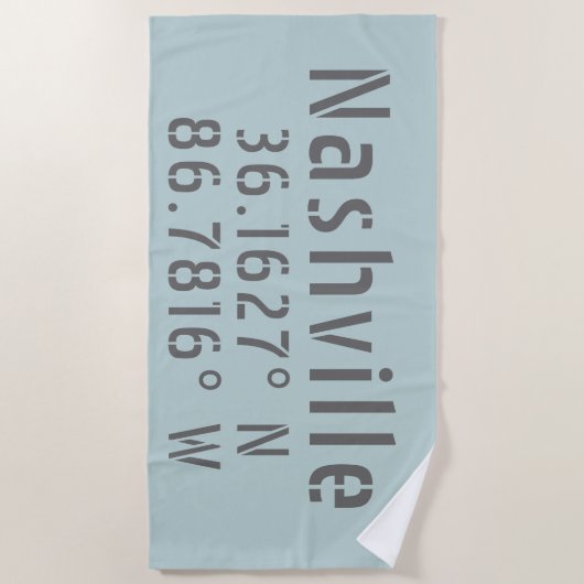 Nashville TN Latitude Longitude Strandlaken (Voorkant)