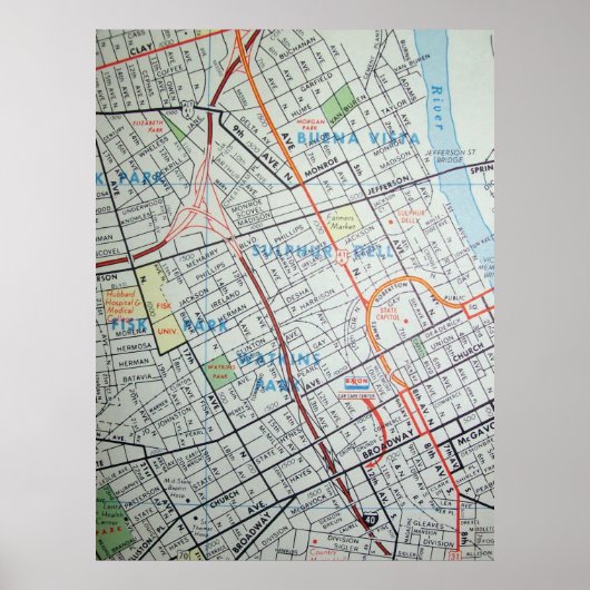 Nashville, TN  Map Poster (Voorkant)