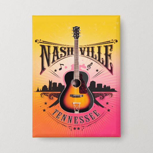 Nashville, TN - Music City, Verenigde Staten Button (Voorkant)