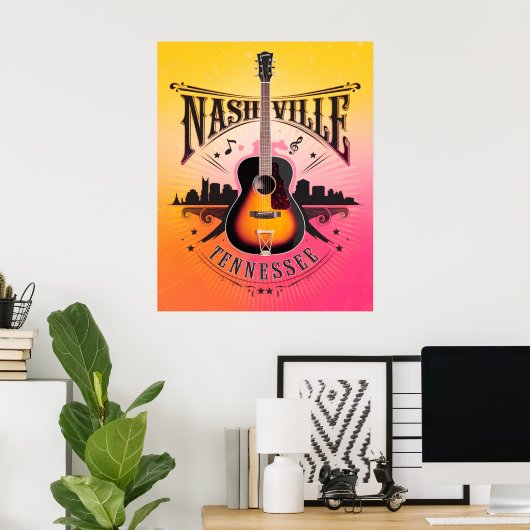 Nashville, TN - Music City, Verenigde Staten Poster (Thuiskantoor)