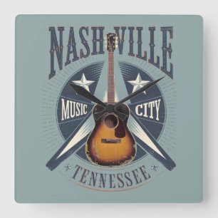 Nashville, TN - Music City, Verenigde Staten Vierkante Klok