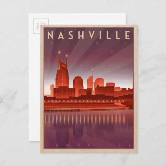 Nashville, TN - Night Skyline Briefkaart (Voorkant / Achterkant)