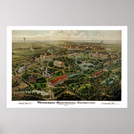 Nashville, TN Panoramic Map - 1897 Poster (Voorkant)
