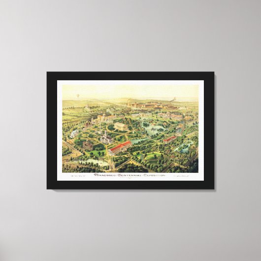 Nashville TN Panoramic Map DIGITAAL REMASTERED Canvas Afdruk (Voorkant)