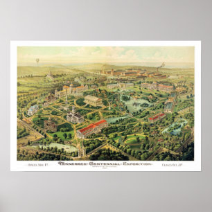 Nashville TN Panoramic Map DIGITAAL REMASTERED Poster