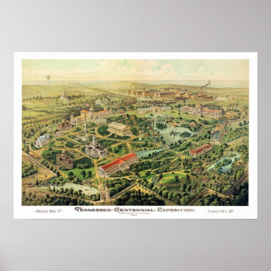 Nashville TN Panoramic Map DIGITAAL REMASTERED Poster (Voorkant)