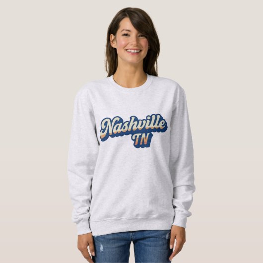 Nashville TN Retro Sunset Script Design –  Trui (Voorkant volledig)