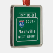 Nashville, TN Road Sign Metalen Ornament (Rechts)