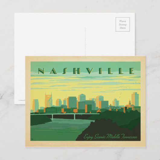 Nashville, TN - Skyline Briefkaart (Voorkant / Achterkant)