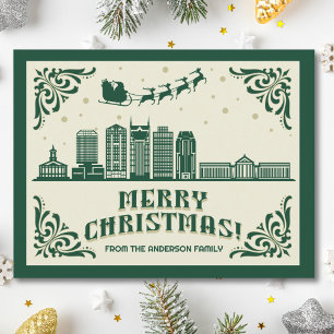 Nashville, TN Skyline Christmas Holiday Briefkaart