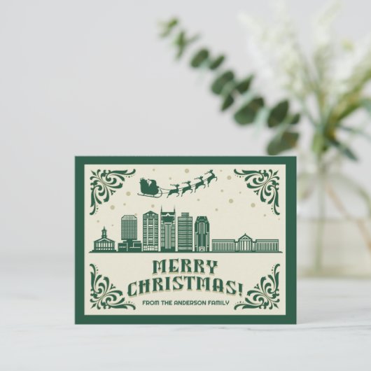 Nashville, TN Skyline Christmas Holiday Briefkaart (Staand voorkant)