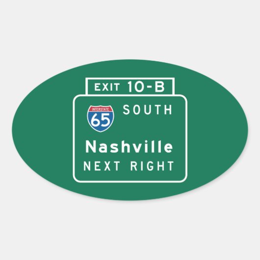 Nashville, TN verkeersbord Ovale Sticker (Voorkant)