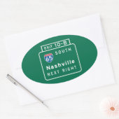 Nashville, TN verkeersbord Ovale Sticker (Envelop)