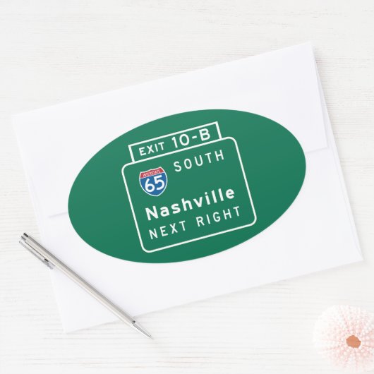 Nashville, TN verkeersbord Ovale Sticker (Envelop)