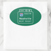 Nashville, TN verkeersbord Ovale Sticker (Tas)
