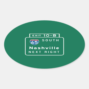 Nashville, TN verkeersbord Ovale Sticker