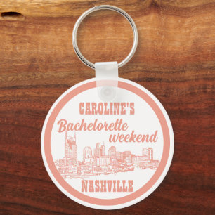 Nashville Toile Koraal Roze op Wit Sleutelhanger