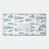 Nashville Toile Twilight op Wit Bureaumat (Keyboard & Muis)
