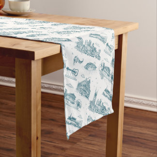 Nashville Toile Twilight op Wit Korte Tafelloper