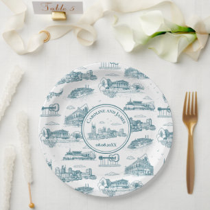 Nashville Toile Twilight op Wit Papieren Bordje