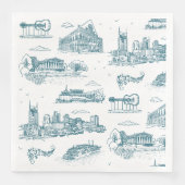 Nashville Toile Twilight op Wit Servet (Voorkant)