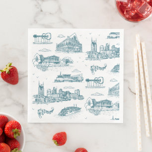 Nashville Toile Twilight op Wit Servet