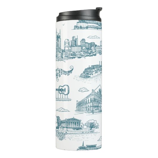 Nashville Toile Twilight op Wit Thermosbeker (Gedraaid links)