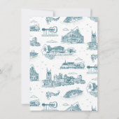 Nashville Toile Twilight op Witte Monogram Bedankkaart (Achterkant)