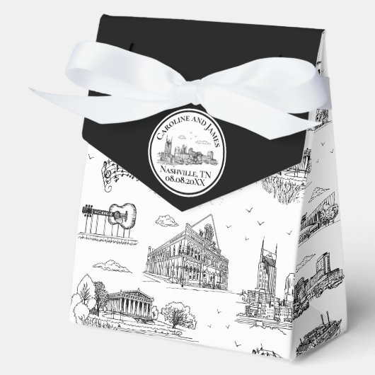 Nashville Toile Zwart en Wit Bedankdoosjes (Voorkant)