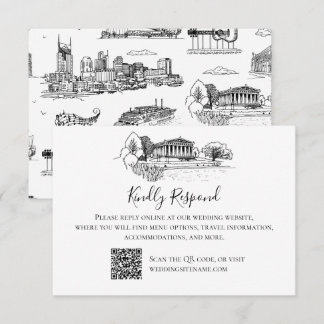 Nashville Toile Zwart en Wit Bedankkaart