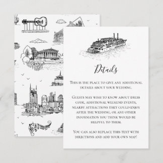 Nashville Toile Zwart en Wit Enclosure Kaart Notitiekaartje