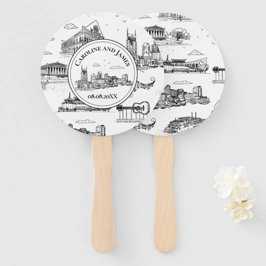 Nashville Toile Zwart en Wit Handwaaier (Voorkant en achterkant)