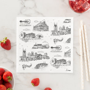 Nashville Toile Zwart en Wit Servet