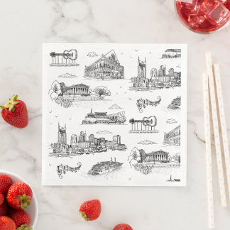 Nashville Toile Zwart en Wit Servet