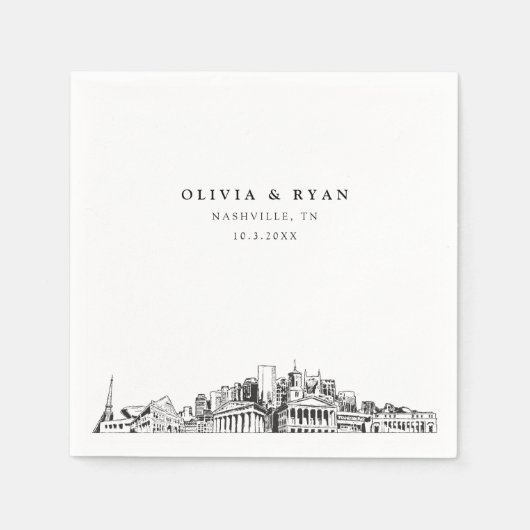 Nashville Trouwpapier Cocktail servet (Voorkant)