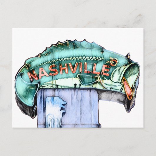 Nashville Visser Neon Teken Vis Waterverf Briefkaart (Voorkant)