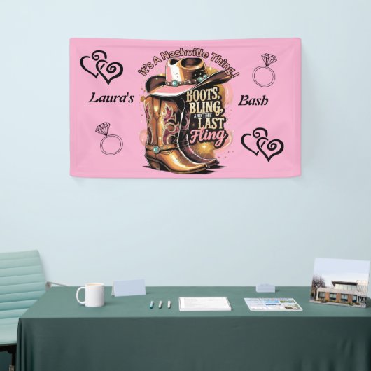 Nashville vrijgezellenfeest - Laarzen en glamour Spandoek (Beurs)