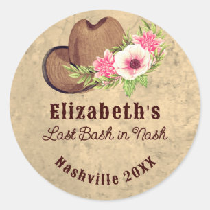Nashville vrijgezellenfeest Roze Bloemkoe meisje Ronde Sticker