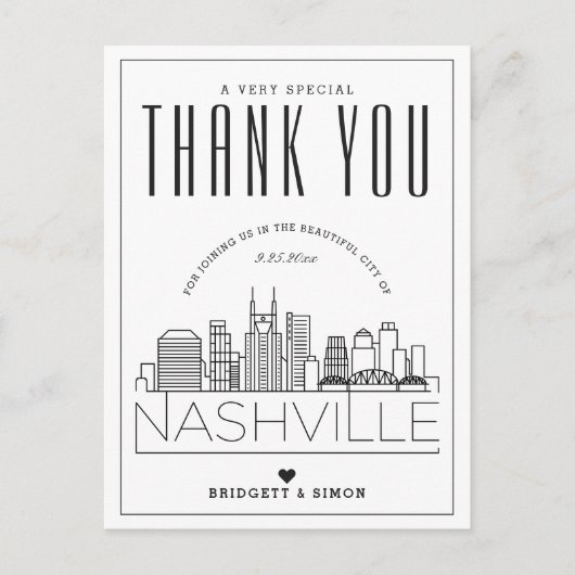 Nashville Wedding | Bedankt voor komst! Briefkaart (Voorkant)