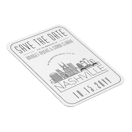 Nashville Wedding Stylized Skyline Save the Date Magneet (Rechterzijde)