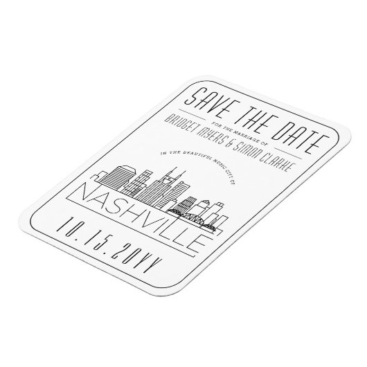 Nashville Wedding Stylized Skyline Save the Date Magneet (Linkerzijde)
